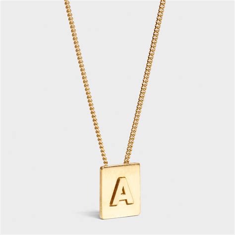 Alphabet A Necklace in Brass with Gold finish 